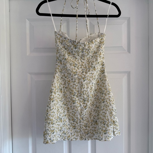 NWT PRINCESS POLLY Acer Yellow Foral Halter Mini Dress 2 - Picture 6 of 14